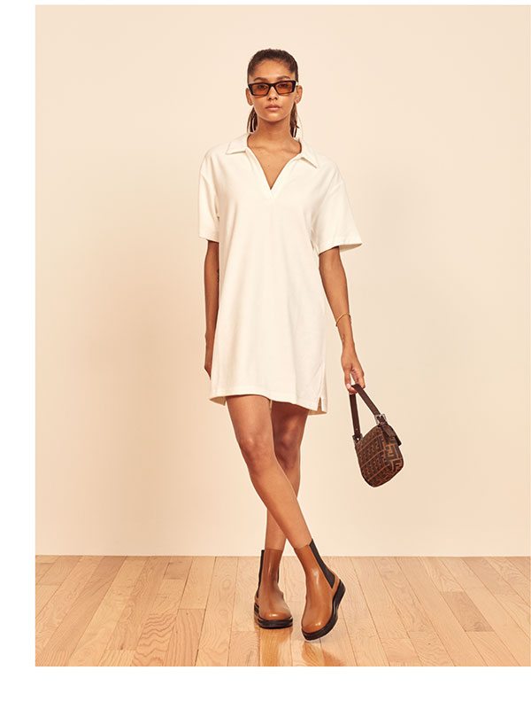 Sicily Terry Dress in White