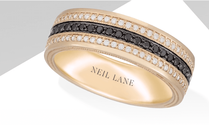 Neil Lane Men's Black & White Diamond Wedding Band 1/2 ct tw 14K Yellow Gold