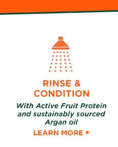 RINSE AND CONDITION - With Active Fruit Protein and sustainably sourced Argan oil - LEARN MORE >