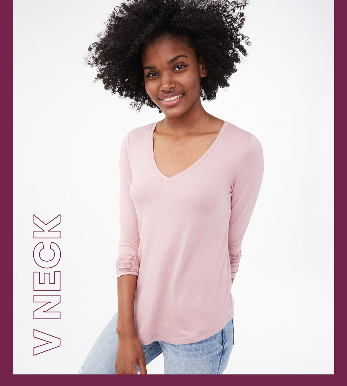 Girls Long Sleeve Seriously Soft Solid V-Neck Tee