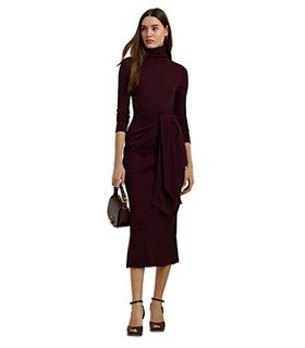 Lauren Ralph Lauren Tie Front Turtleneck Dress 