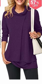 Long Sleeve Cowl Neck Layered T Shirt