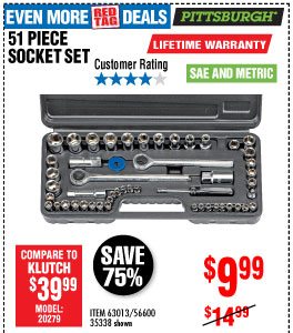 View 51 Pc SAE & Metric Socket Set