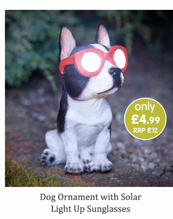 Dog Ornament with Solar Light Up Sunglasses