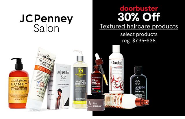 doorbuster 30% Off Textured haircare products, select products, regular $7.95 to $38
