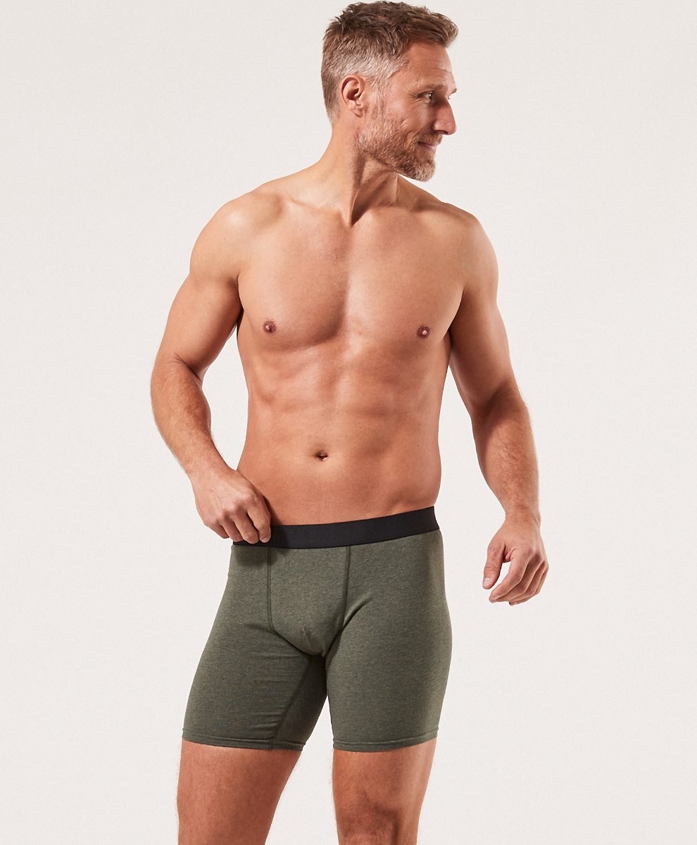 Men's Army Green Heather Extended Boxer Brief