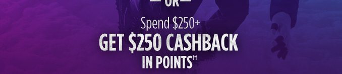 Spend $250+ GET $250 CASHBACK IN POINTS††