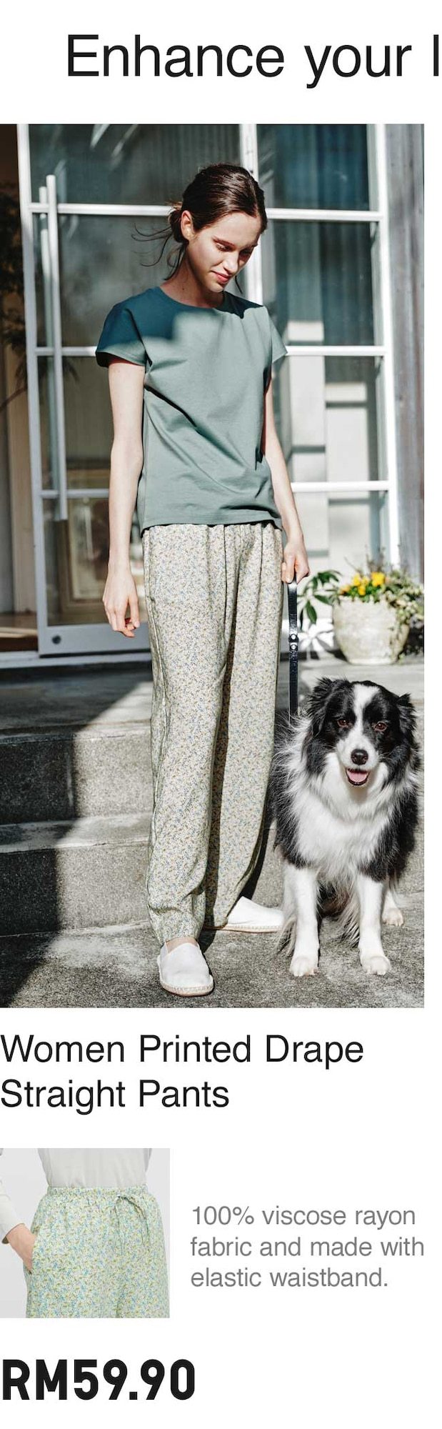 WOMEN PRINTED DRAPE STRAIGHT PANTS