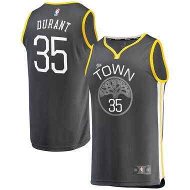 Fanatics Branded Kevin Durant Golden State Warriors Charcoal Fast Break Replica Jersey - Statement Edition