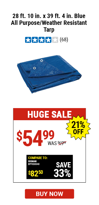 28 ft. 10 in. x 39 ft. 4 in. Blue All Purpose/Weather Resistant Tarp