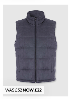 Mens Grey Suedette Padded Gilet Jacket