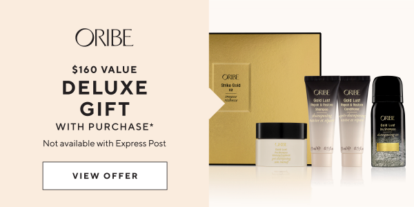 Receive an Oribe Strike Gold Kit (valued at $60) when you spend over $130 on Oribe