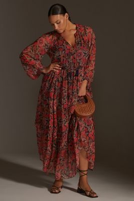The Marais Printed Chiffon Maxi Dress