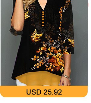 Split Neck Flower Print Button Detail Blouse
