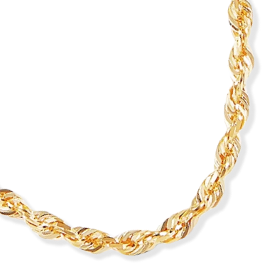 Solid Glitter Rope Chain Necklace 1.6mm 14K Yellow Gold 20''