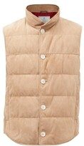 Quilted-suede Down Gilet - Beige