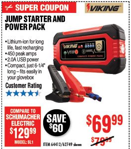 Lithium Ion Jump Starter and Power Pack 