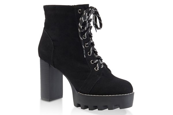 Lace Up Platform High Heel Booties