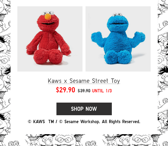 KAWS X SESAME STREET TOY $29.90