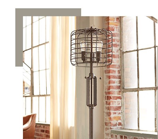 Industrial Cage 65" High Metal Floor Lamp with Edison Bulbs