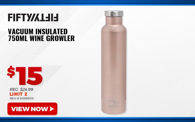 FIFTY FIFTY VACUUM INSULATED 750ML WINE GROWLER