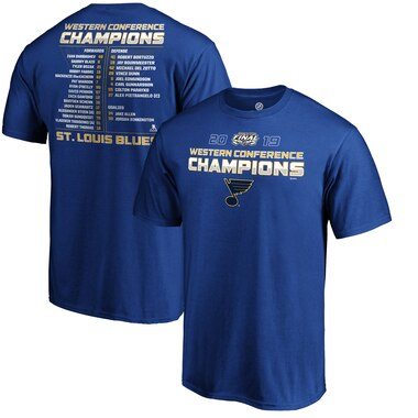St. Louis Blues Fanatics Branded 2019 Western Conference Champions Defender Roster T-Shirt – Royal