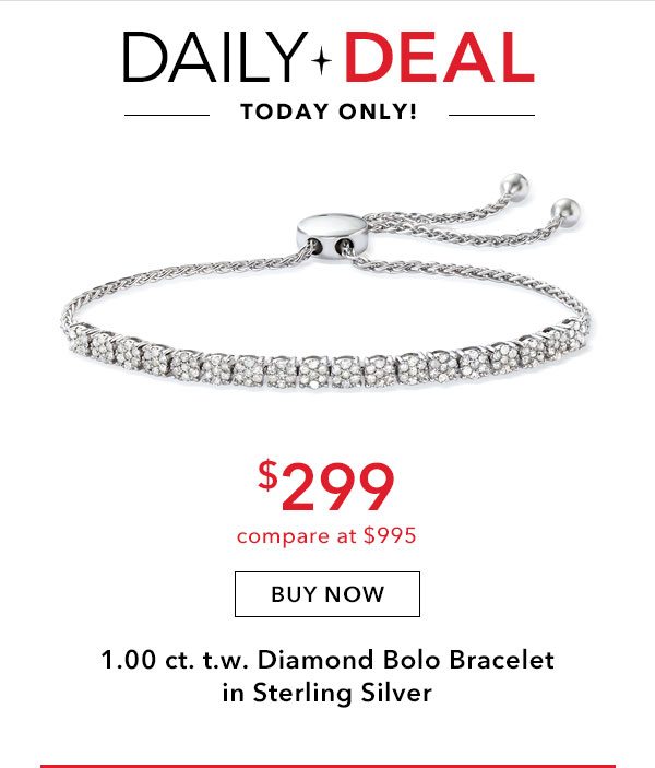 Today Only! Daily Deal. 1.00 ct. t.w. Diamond Bolo Bracelet in Sterling Silver. $299. Buy Now