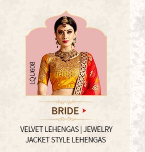 Bridal wear at wedding: A-line Lehengas, Kanchipuram Silks, Banarasi Sarees. Shop Now!