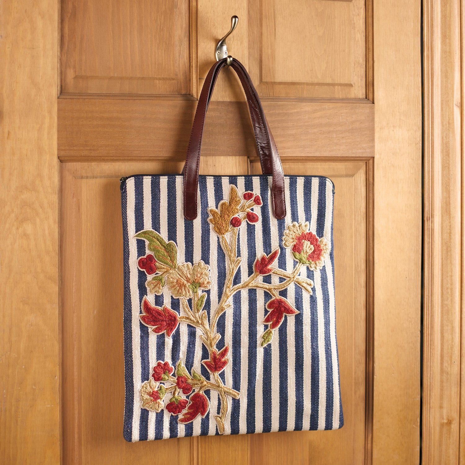 Striped Floral Tote