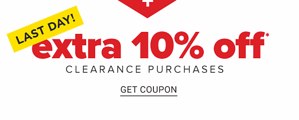 Last Day! Extra 10% off Clearance Purchases - Get Coupon