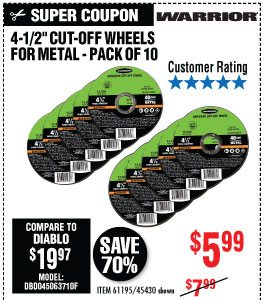 View 4-1/2 in. 40 Grit Metal Cut-off Wheel 10 Pc