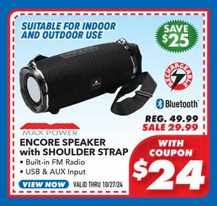 Max Power Encore Bluetooth Speaker with Shoulder Strap