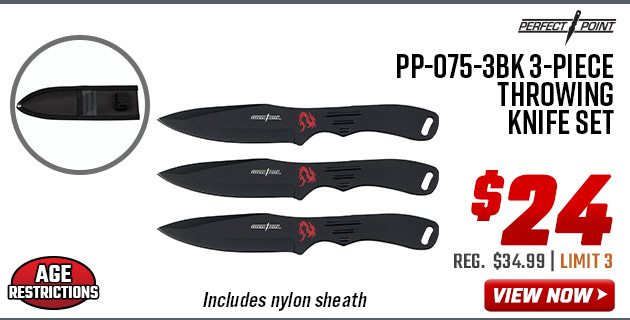 Perfect Point PP-075-3BK 3-Piece Throwing Knife Set