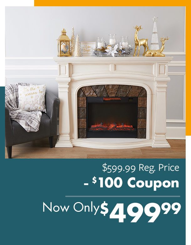 62in White Grand Fireplace