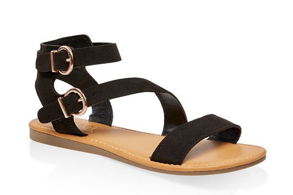 Asymmetrical Double Ankle Strap Sandals