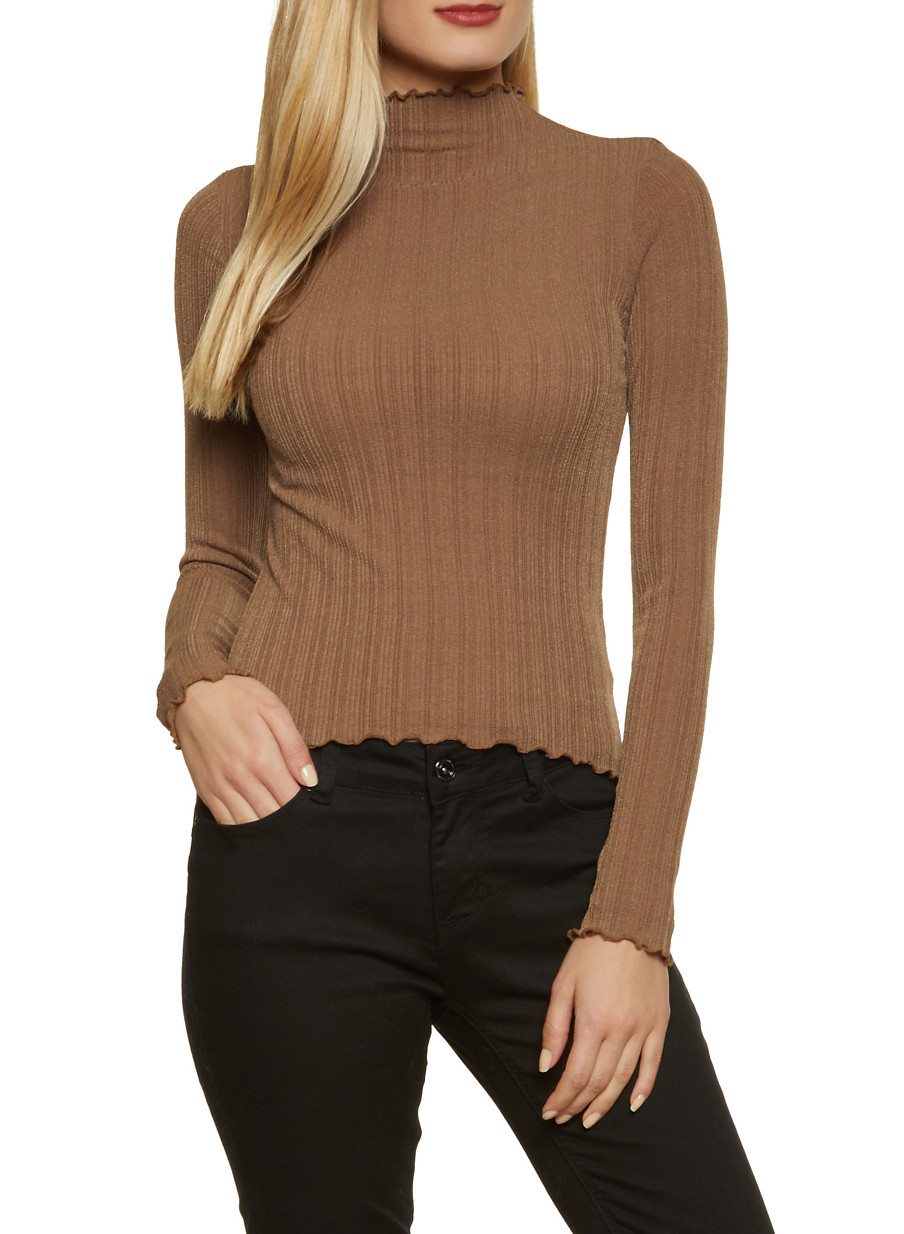 Lettuce Edge Ribbed Knit Top