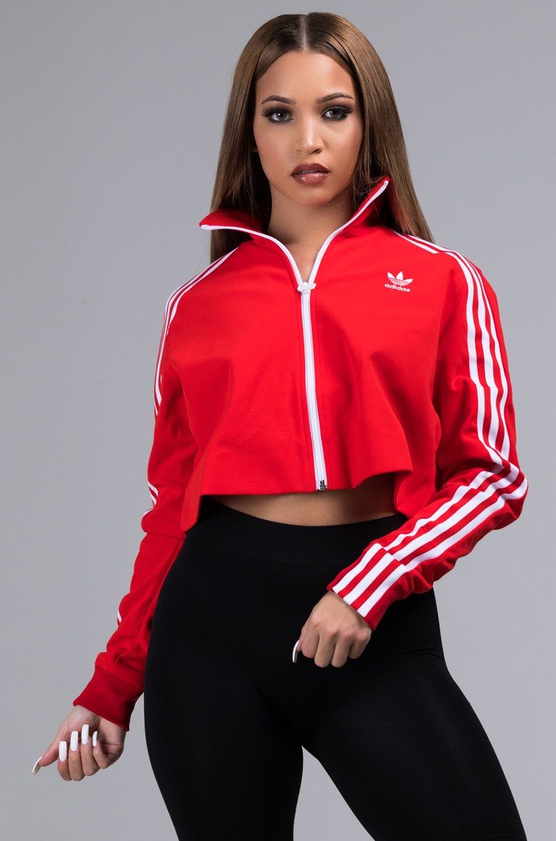 ADIDAS CROPPED ZIP UP TRACK TOP
