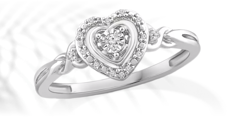 Diamond Heart Promise Ring 1/15 ct tw Round-cut Sterling Silver