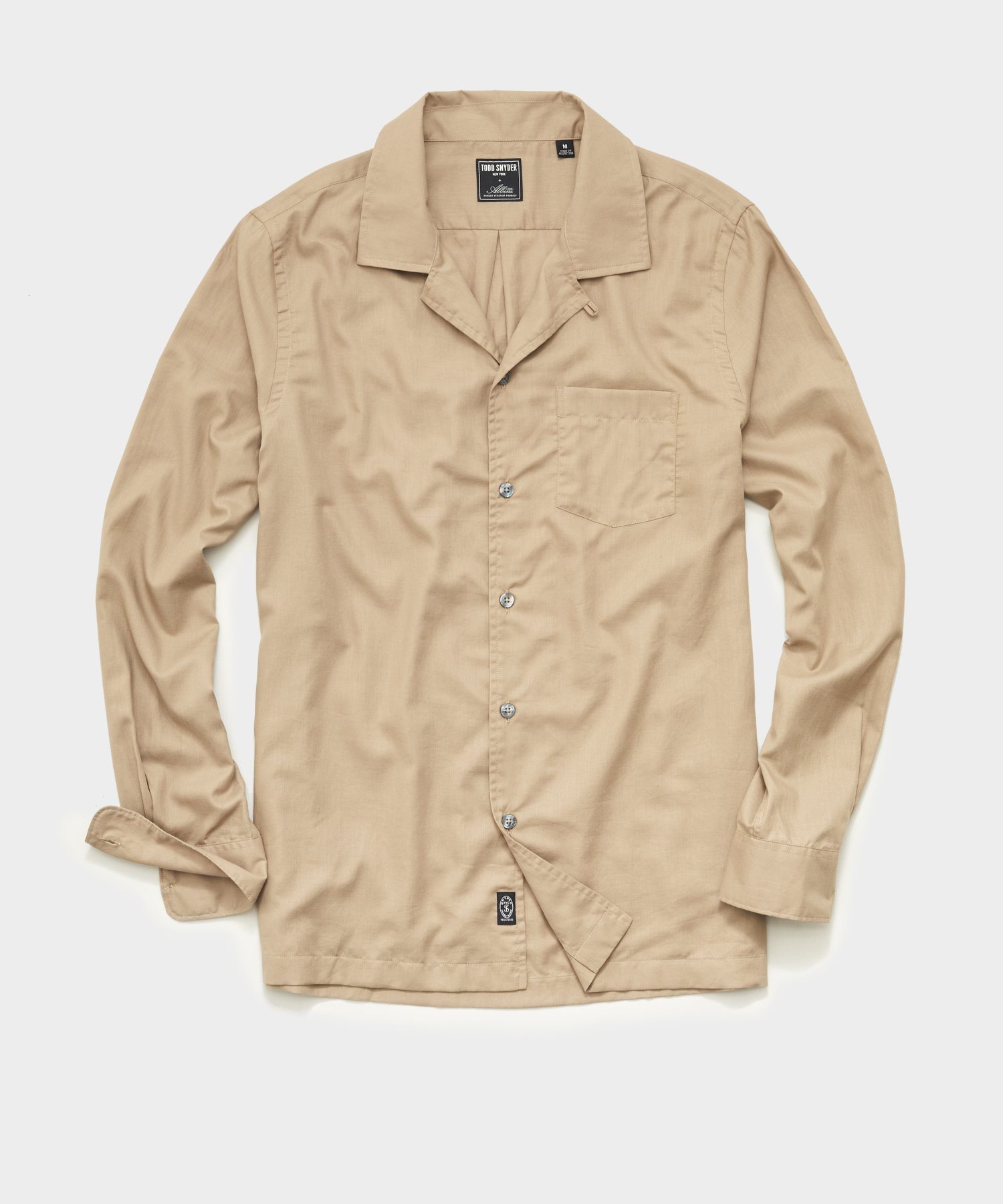 Image of Italian Twill Camp Collar Shirt in Khaki
