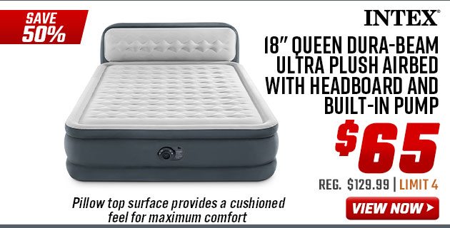 Intex 18'' Queen Dura-Beam Ultra Plush Airbed with Headboard and Built-In Pump 