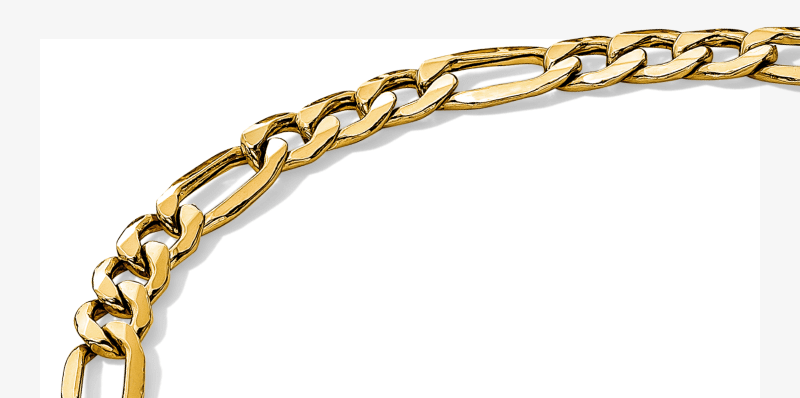 Hollow Figaro Link Necklace 14K Yellow Gold 22''