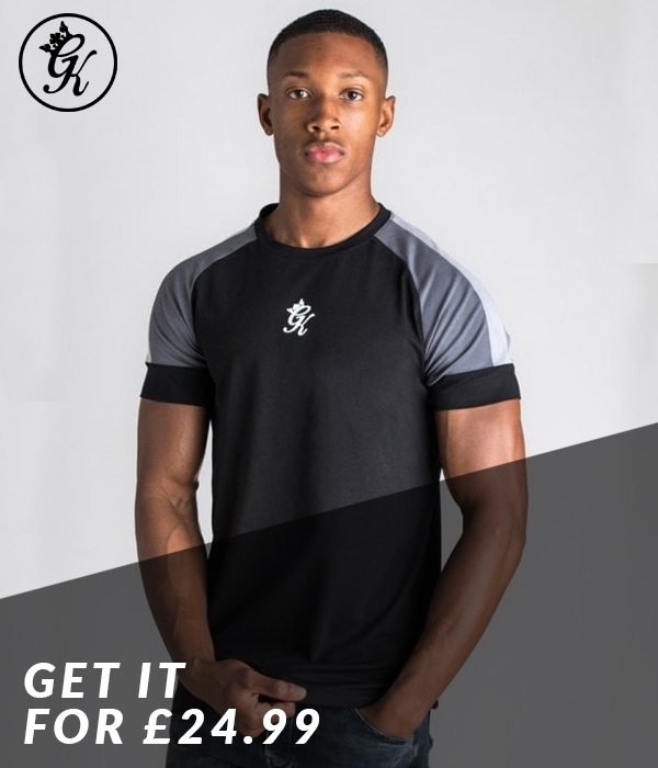 Gym King Core Plus Contrast T-Shirt - Black/Dark Grey/Silver Grey