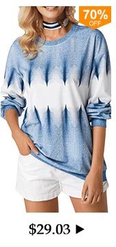 Long Sleeve Round Neck Printed Blue Sweatshirt