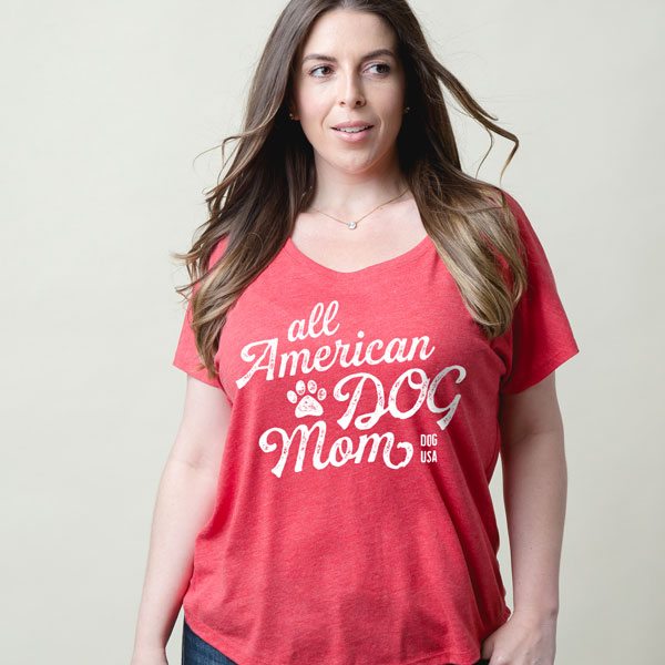 Image of All American Dog Mom Slouchy Red Tee 🇺🇸 Memorial Day Sale- Save Up to 28% off