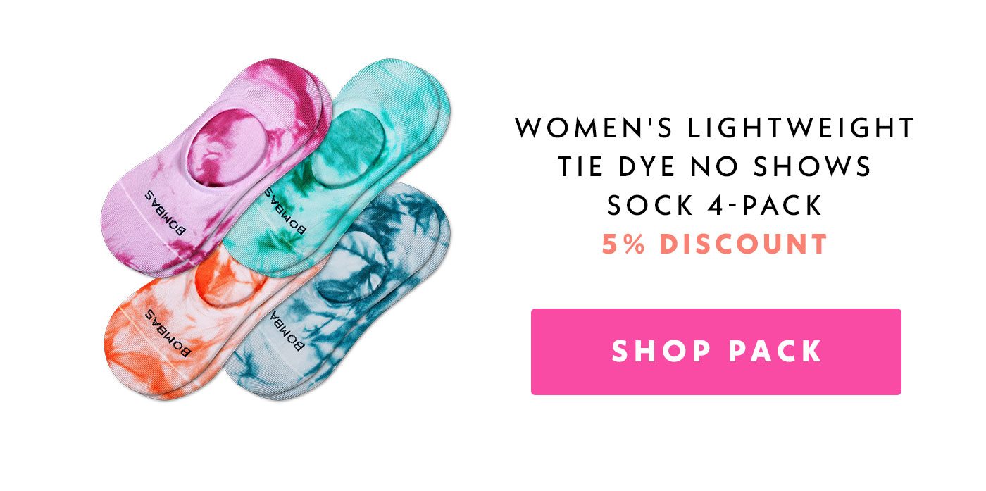Women's lightweight tie dye no shows sock 4 pack | Shop pack