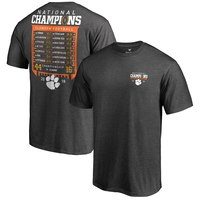 Clemson Tigers Fanatics Branded College Football Playoff 2018 National Champions Hard Count Schedule T-Shirt – Dark Heather Gray