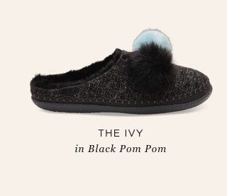 Black Felt Pom Pom Women's Ivy Slippers
