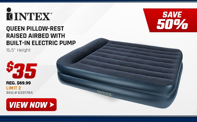 Intex Queen Pillow-Rest Raised Airbed with Built-In Electric Pump