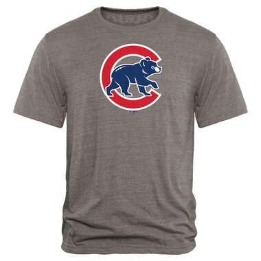 Chicago Cubs Heathered Gray Rally Primary Logo Tri-Blend T-Shirt