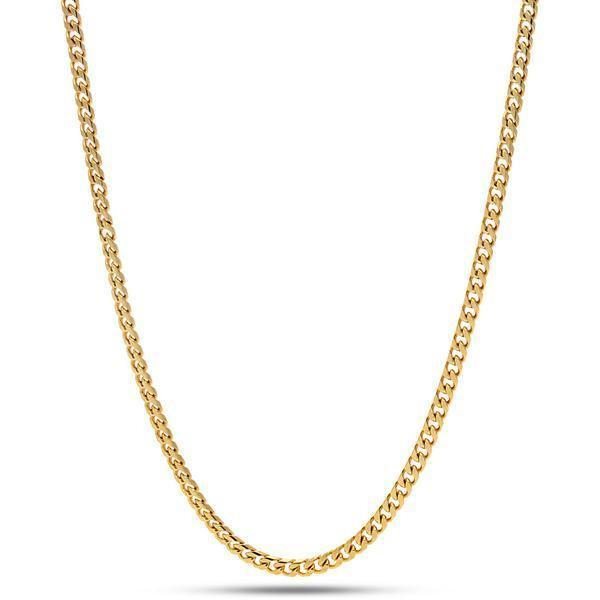 Image of 3mm, 14K Gold Stainless Steel Miami Cuban Curb Chain